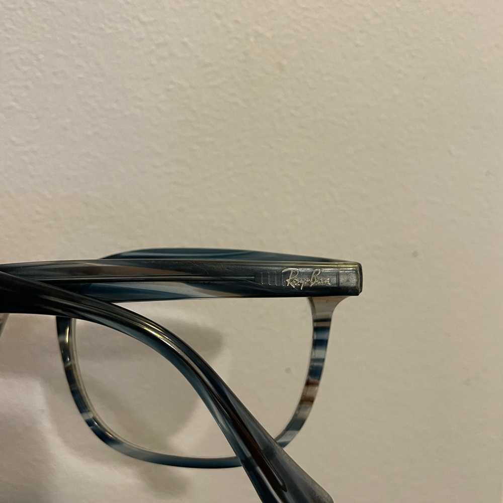 Ray-Ban Translucent Blue-Gray Rectangular Glasses - Picture 3 of 5
